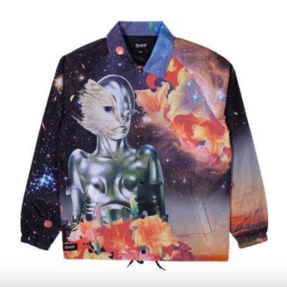 RIPNDIP Galactica Black Coaches Medium Android Nermal Tropical Space Jacket NWT - Picture 3 of 5